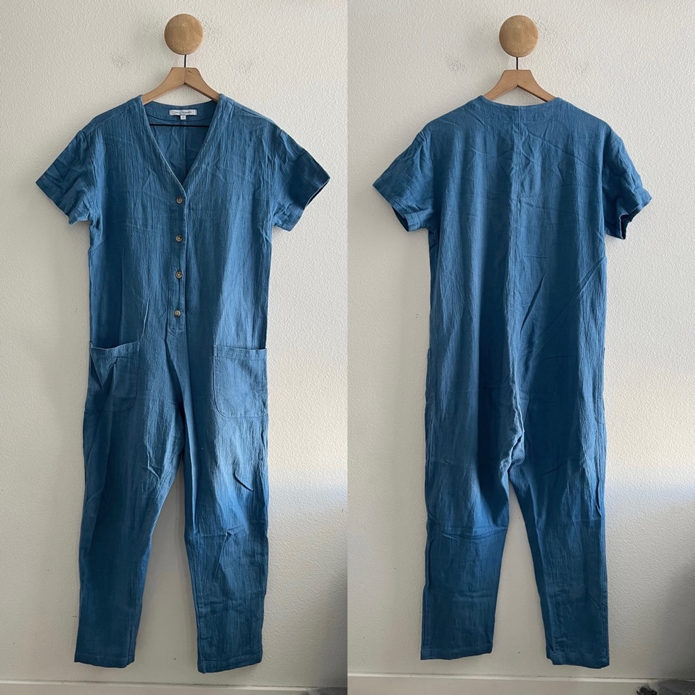 Lindsay Robinson Rio Linen Blend Jumpsuit in Indigo